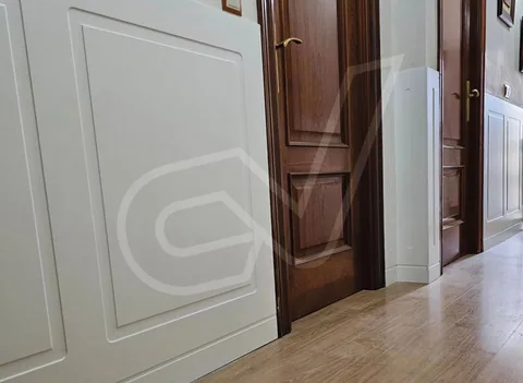 Puertas de madera y armario empotrado en un distribuidor